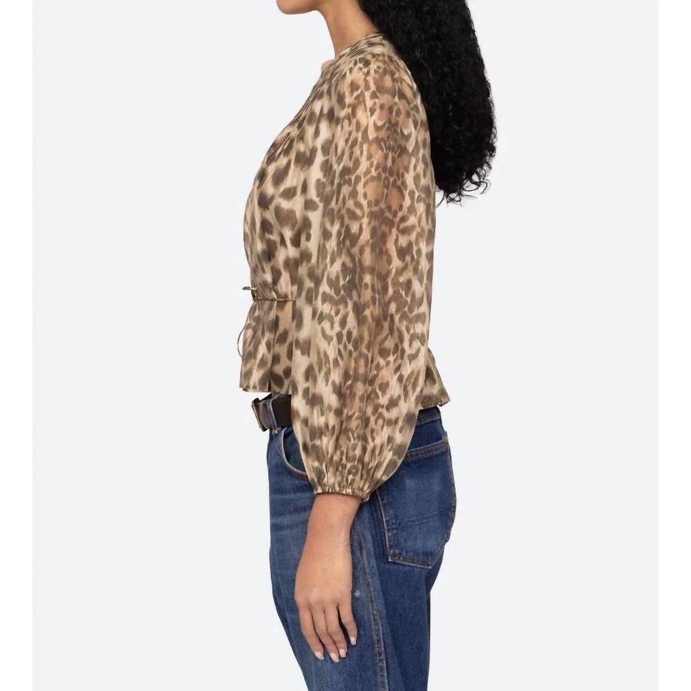 NEW SEA claude leopard print top in cream - Picture 4 of 4